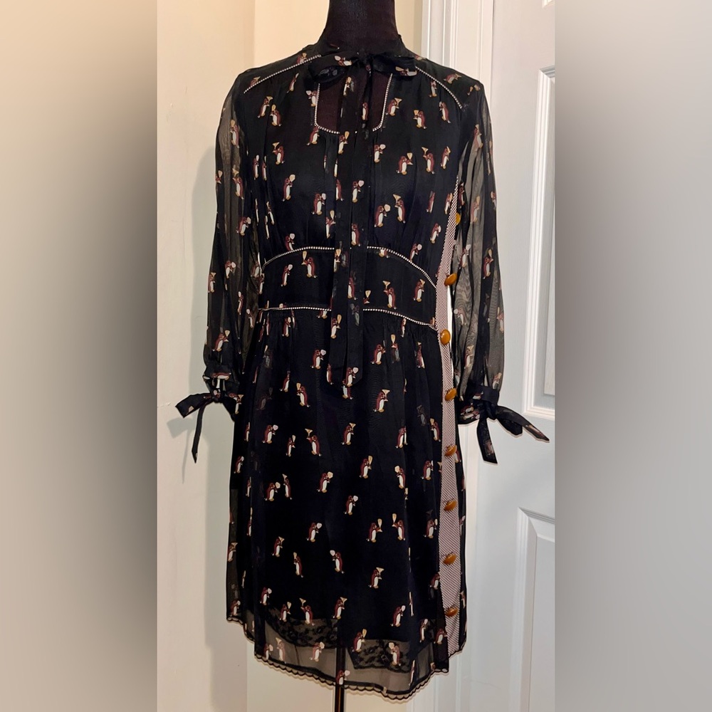 BNWT Coach 1941 Neck Tie Penguin Print Dress